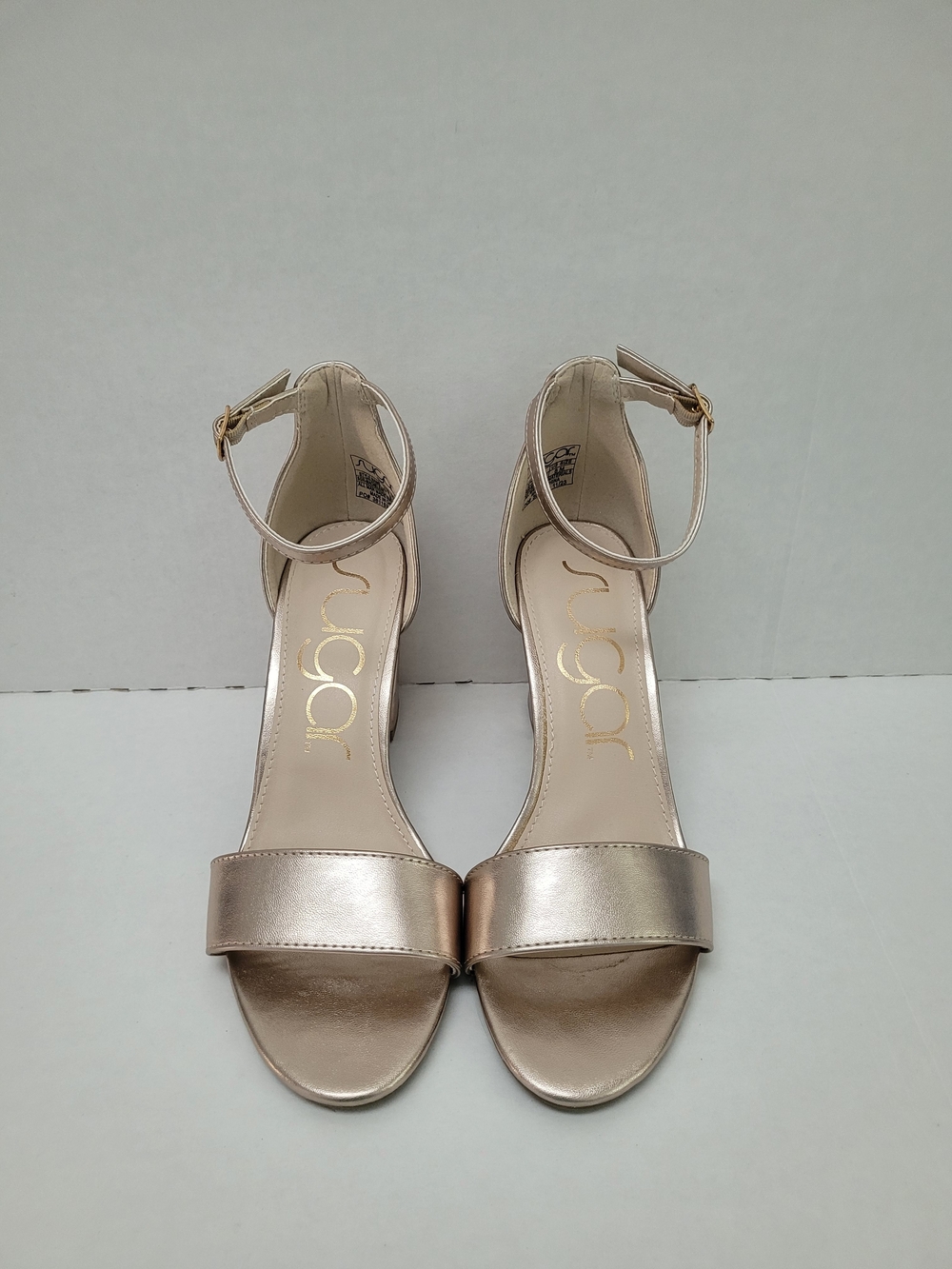 Sugar Metallic Gold Ankle-Strap Heels
